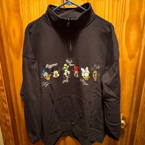 Black Disney Character Pullover Quarter Zip X-Large